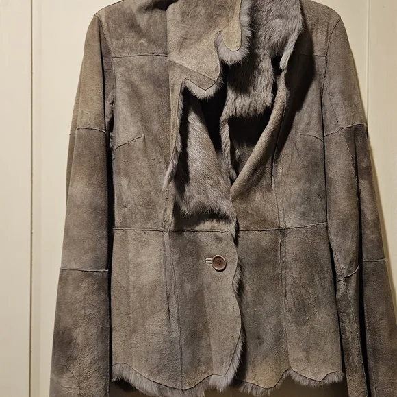 Sale! Was $79 Sheri Bodell Suede Rabbit Fur Jacket - Picture 8 of 13
